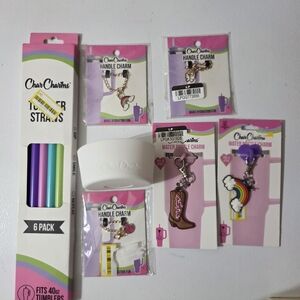 NWT Char Charms Boot Charm Straw Set for Stanley